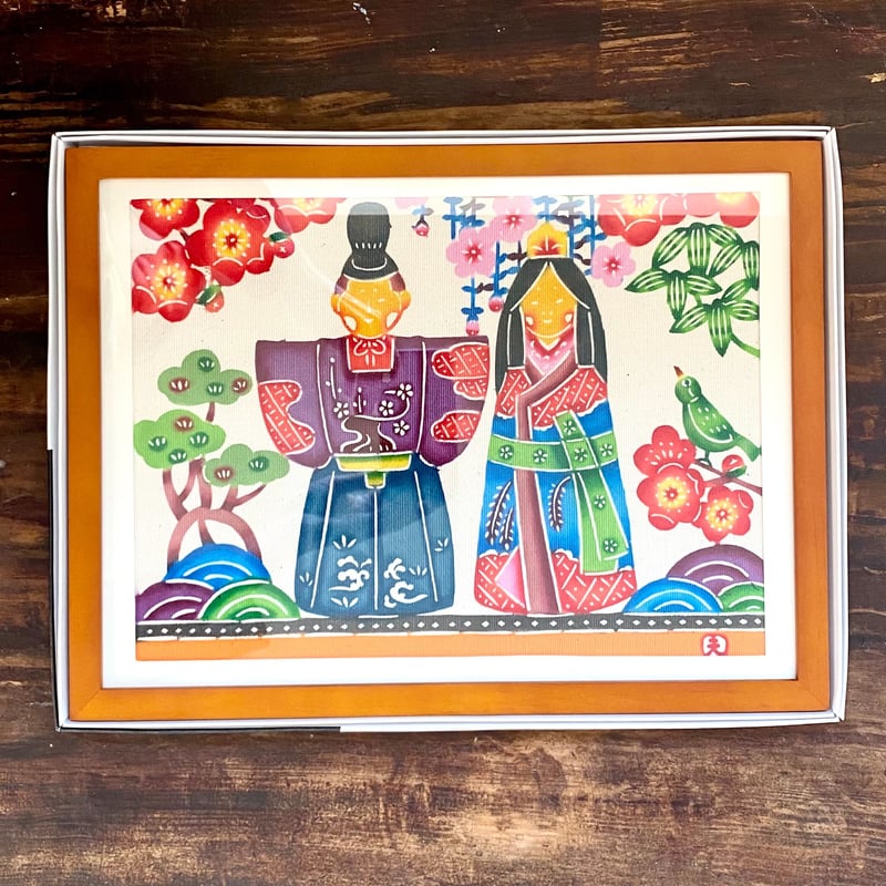 沖縄の手染め紅型】 紅型デザイン工房ten天 額絵 おひなさま | 沖縄の
