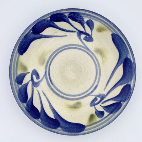 【沖縄の陶器・やちむん】　陶芸こまがた　8寸鉢　ネイビー×オリーブ