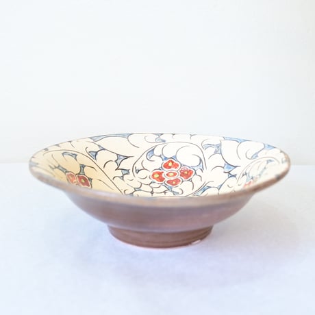 【沖縄の器・やちむん・壺屋焼】　國場陶芸　赤絵　8寸皿　A