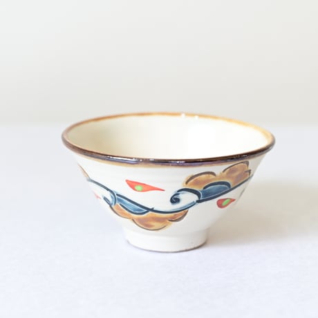 【沖縄の器・やちむん・壺屋焼】　國場陶芸　赤絵3.5寸マカイ　e