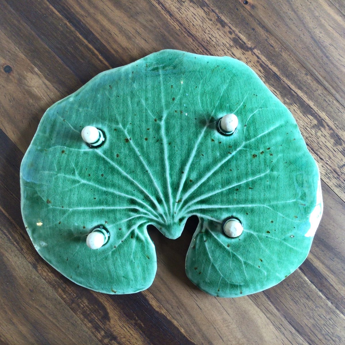 花と葉の浮き彫り陶器皿 花と葉の浮き彫り陶器皿