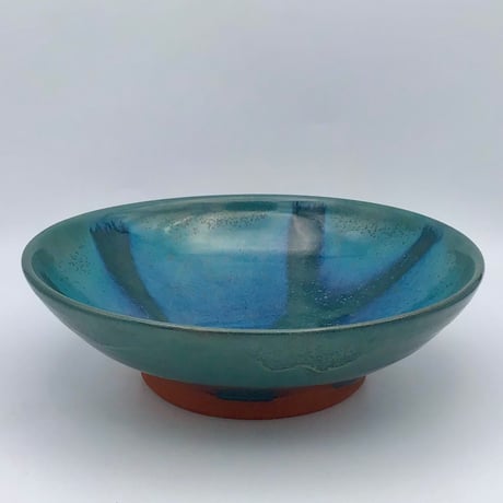 【沖縄の陶器・やちむん】　西表焼青烽窯　ルリ釉ロクロ鉢