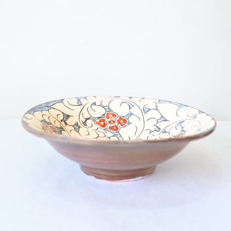 【沖縄の器・やちむん・壺屋焼】　國場陶芸　赤絵　8寸皿　A