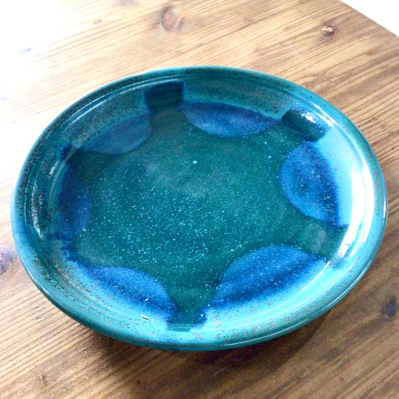 沖縄の陶器・やちむん】 西表焼青烽窯 ロクロ平皿 大 | 沖縄のうつわ