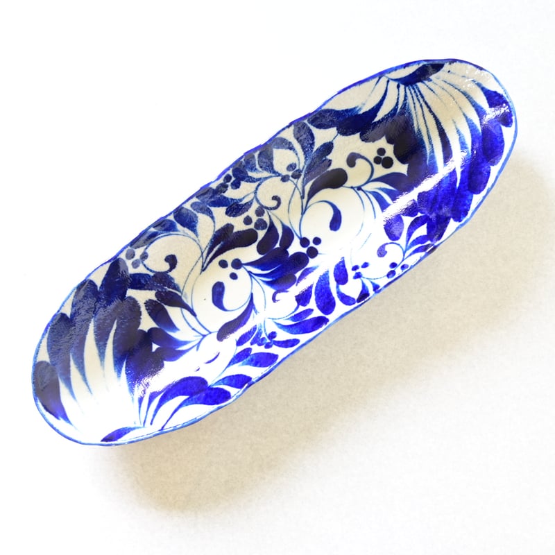 青と白の模様の陶器小物入れ　古琉球　沖縄　骨董品 青と白の模様の陶器小物入れ 古琉球 沖縄 骨董品 小物入れ