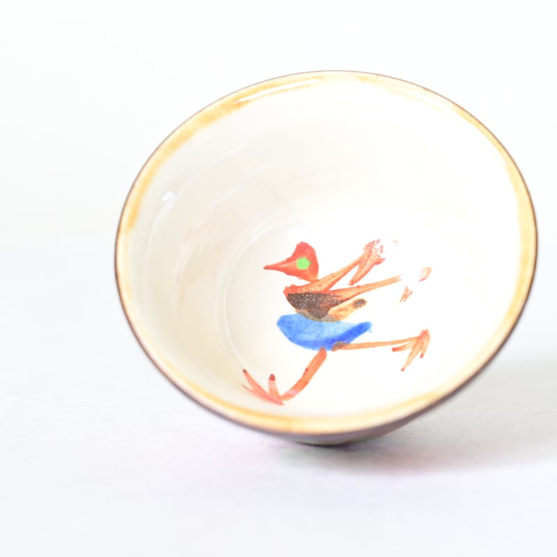 沖縄の器・やちむん・壺屋焼】 國場陶芸 赤絵 ぐい呑み c | 沖縄の