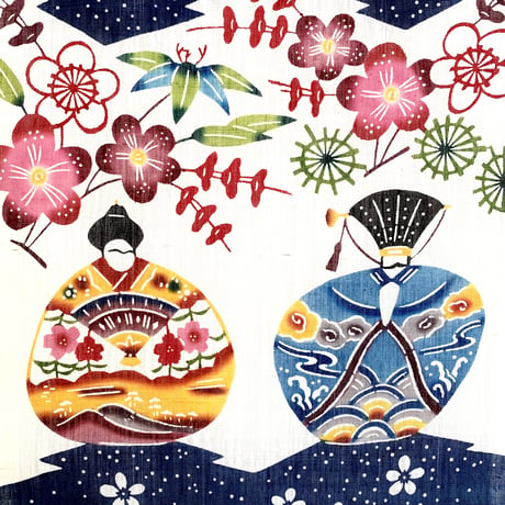 【沖縄の手染め紅型】　紅型工房ひがしや　タペストリー　琉球ビナ　ひな祭り