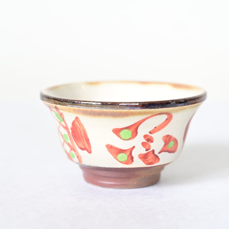沖縄の器・やちむん・壺屋焼】 國場陶芸 赤絵 ぐい呑み a | 沖縄の