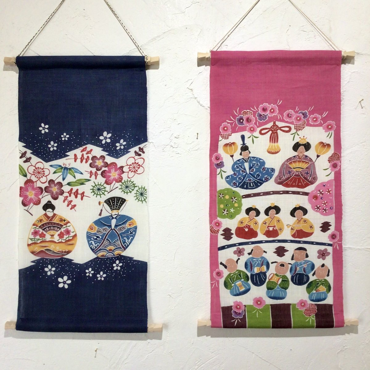 沖縄の手染め紅型】 紅型工房ひがしや タペストリー 和風ビナ ひな祭り