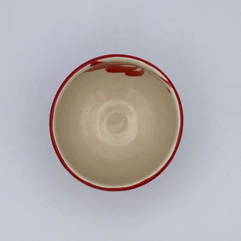 沖縄の陶器・やちむん】 眞正陶房 小鉢 唐草 赤 | 沖縄のうつわ