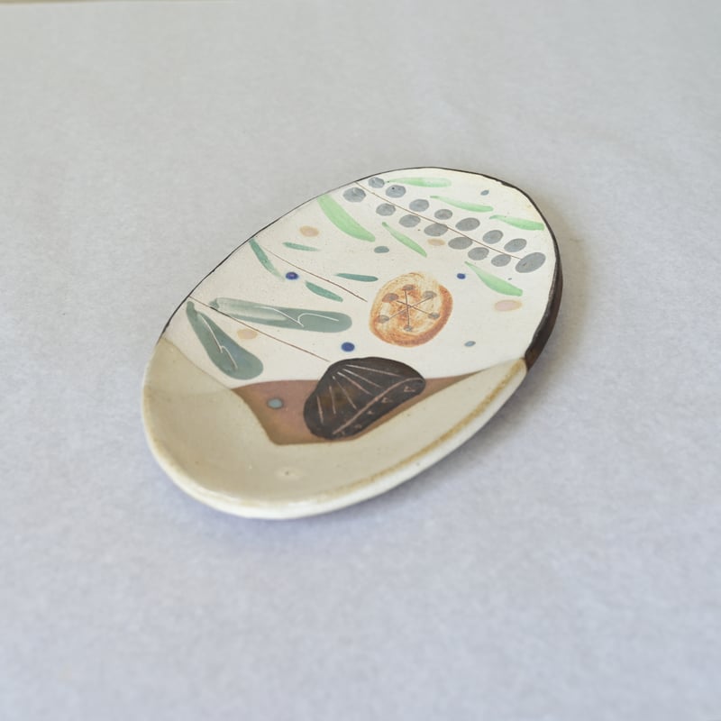 宮城陶器 やちむん オーバル&小皿セット 宮城陶器 オーバル皿小② 宮城正幸さん やちむん 未使用品 宮城正幸 ( 沖縄