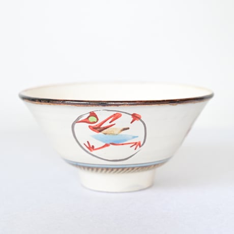 【沖縄の器・やちむん・壺屋焼】　國場陶芸　赤絵　5.5寸　マカイ　A