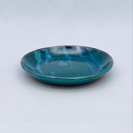 【沖縄の陶器・やちむん】　西表焼青烽窯　タタラ丸皿　小