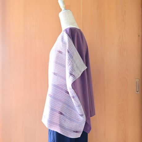 期間限定販売【沖縄の琉球藍染織物】　花藍舎　プルオーバー　絣モダーン  パープル