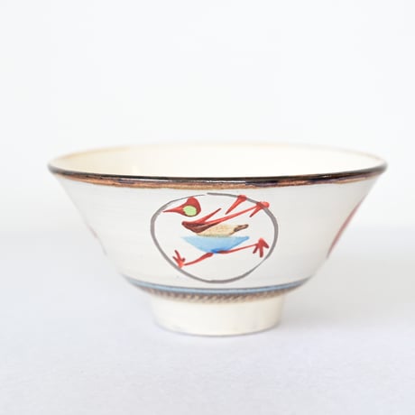 【沖縄の器・やちむん・壺屋焼】　國場陶芸　赤絵　5.5寸　マカイ　A