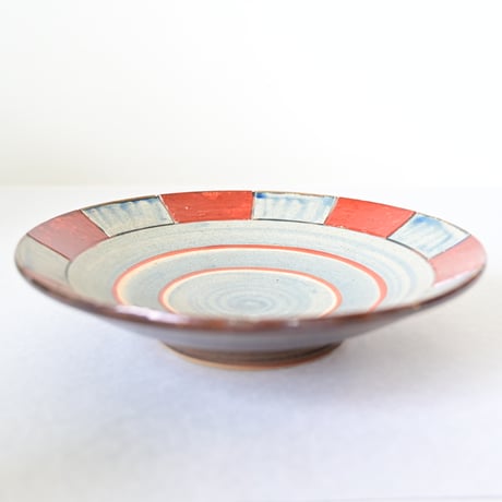 【沖縄の器・やちむん・壺屋焼】　國場陶芸　赤絵　7寸皿　i