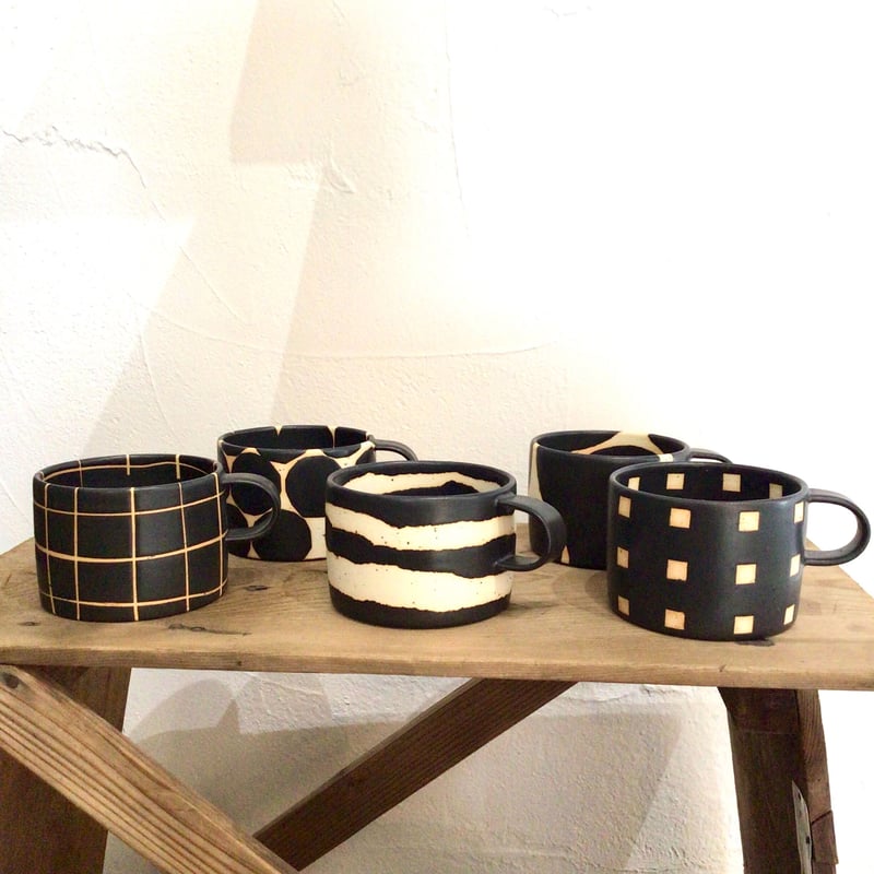 沖縄の陶器・やちむん】 陶factory509 モノクロカップ チェック | 沖縄