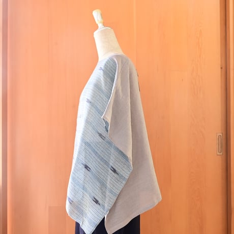 期間限定販売【沖縄の琉球藍染織物】　花藍舎　プルオーバー　絣モダーン