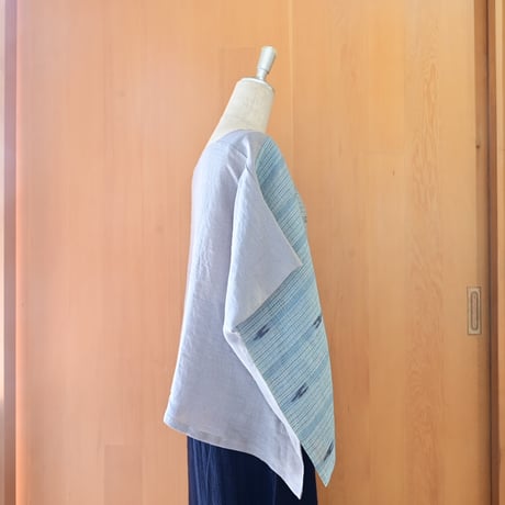 期間限定販売【沖縄の琉球藍染織物】　花藍舎　プルオーバー　絣モダーン