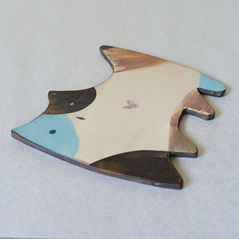 石垣島　やちむんブルー　陶器　猫 やちむんねこ皿 #やちむんきゃっとう #やちむんをたのしもう