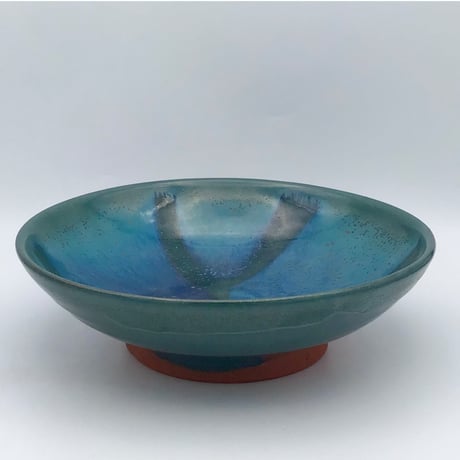 【沖縄の陶器・やちむん】　西表焼青烽窯　ルリ釉ロクロ鉢