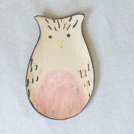 【沖縄の陶器・やちむん】　土の種　ミミズク皿