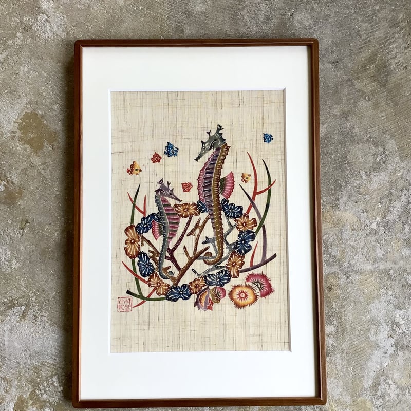 沖縄の額絵】 mado. 城間びんがた工房 額 タツノオトシゴ | 沖縄の