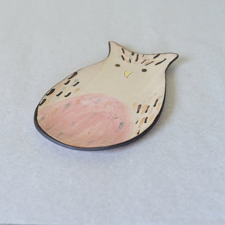 【沖縄の陶器・やちむん】　土の種　ミミズク皿