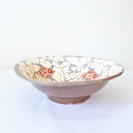 【沖縄の器・やちむん・壺屋焼】　國場陶芸　赤絵　8寸皿　A