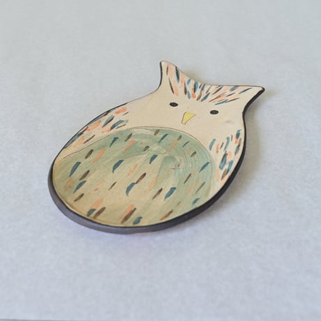 【沖縄の陶器・やちむん】　土の種　ミミズク皿