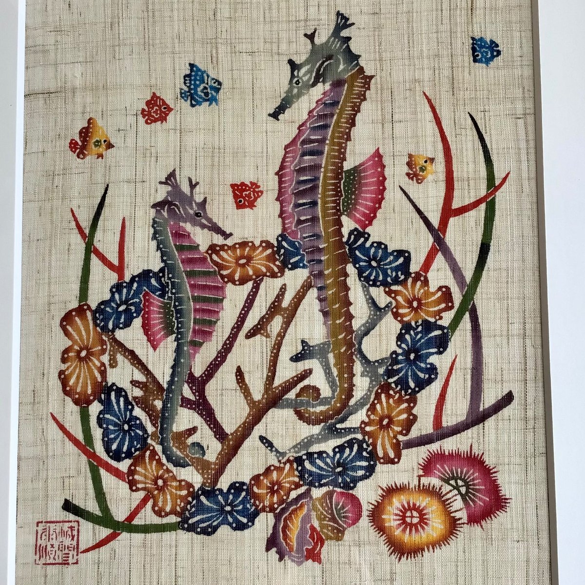 琉球紅型染め　城間栄順　タペストリー　額入り 城間栄順米寿記念 SHIROMA EIJUN A POINT OF VIEW オンライン