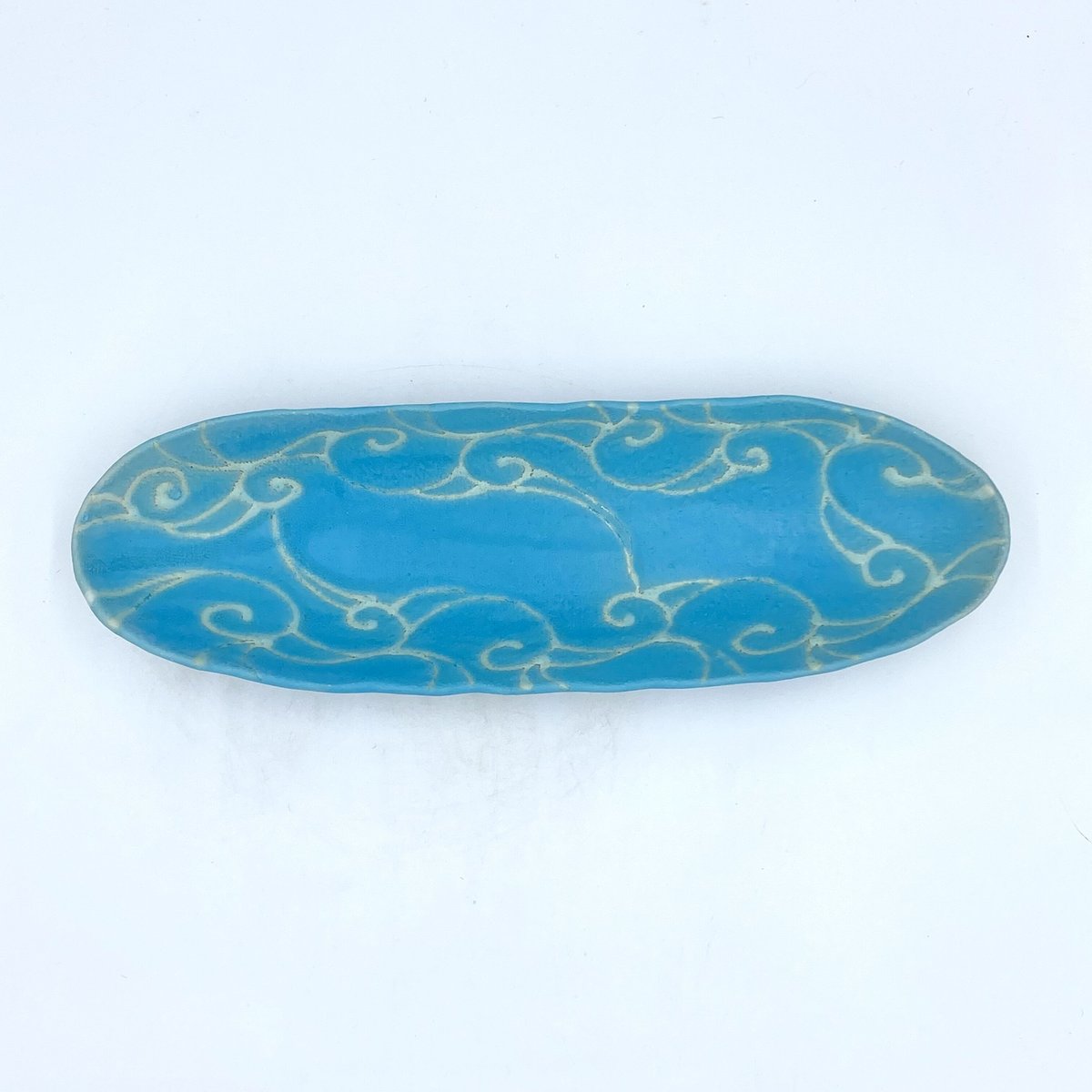 やちむん 沖縄 プレート ターコイズブルー やちむんの里 皿 器 やちむん 沖縄の海と珊瑚のプレート 7寸皿 ターコイズ色 沖縄