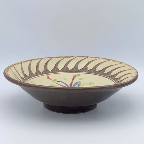 【沖縄の器・やちむん・壺屋焼】　國場陶芸　赤絵　7寸皿　H