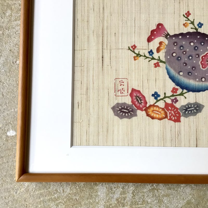 沖縄の額絵】mado. 城間びんがた工房 城間栄順 ふぐ | 沖縄のうつわ