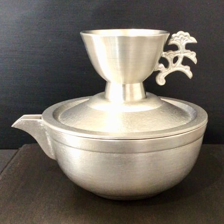 【沖縄の金細工・琉球錫器】 金細工まつ　純錫 一ツ耳酒台揃