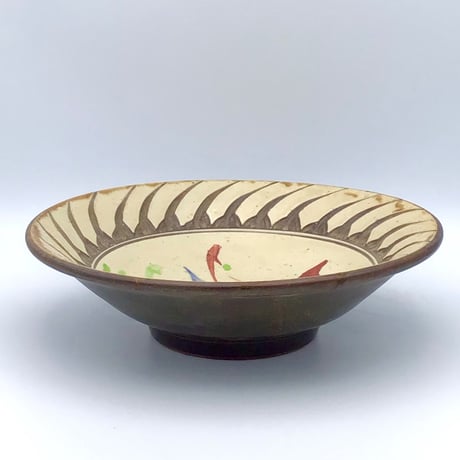 【沖縄の器・やちむん・壺屋焼】　國場陶芸　赤絵　7寸皿　H