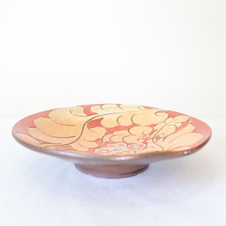 【沖縄の器・やちむん・壺屋焼】　國場陶芸　赤絵　8寸皿　C