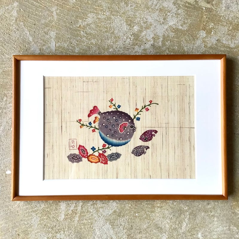 沖縄の額絵】mado. 城間びんがた工房 城間栄順 ふぐ | 沖縄のうつわ