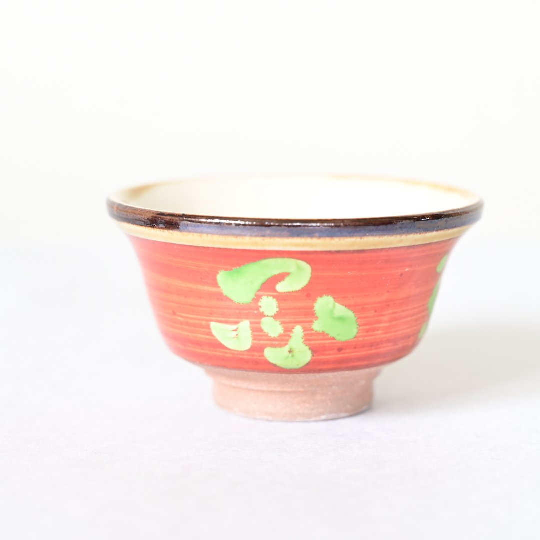 沖縄の器・やちむん・壺屋焼】 國場陶芸 赤絵 ぐい呑み c | 沖縄の