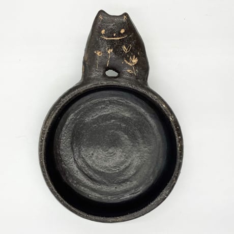 【沖縄の陶器・やちむん】　土の種　耐熱　アヒージョ・グラタン皿　ネコ