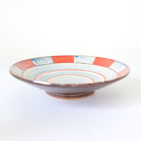 【沖縄の器・やちむん・壺屋焼】　國場陶芸　赤絵　7寸皿　i