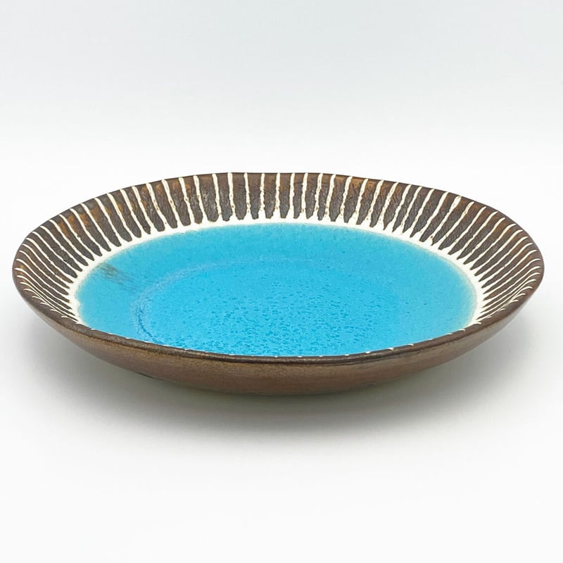 沖縄の陶器・やちむん】 眞正陶房 7寸皿 マカロン ターコイズ | 沖縄の