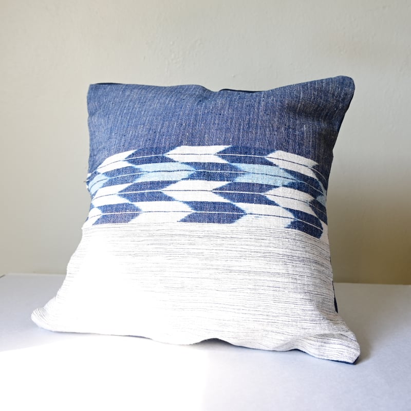 ★激レア★ 青いブリンク　クッションカバー fog linen work × Orné de Feuilles 別注リネンクッションカバー