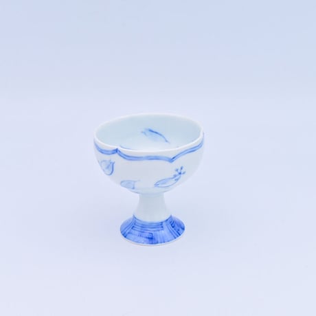 【沖縄の陶磁器・やちむん】　明石朋美　染付高坏　桜