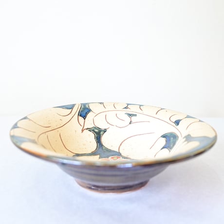 【沖縄の器・やちむん・壺屋焼】　國場陶芸　赤絵　8寸皿　B