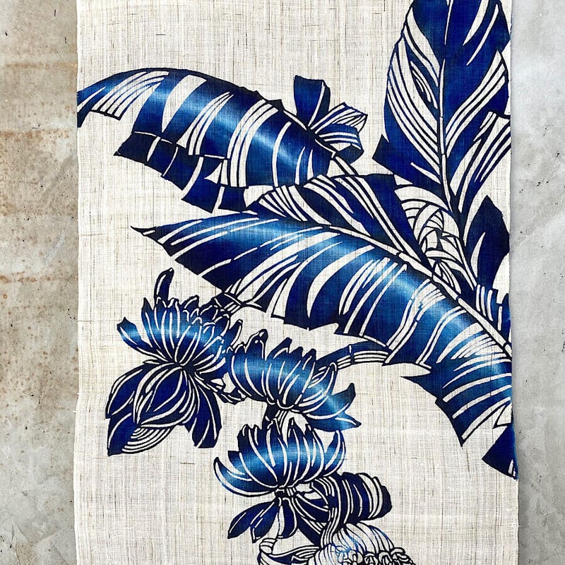 沖縄の手染め紅型】 紅型デザイン工房ten天 タペストリー バナナ 藍