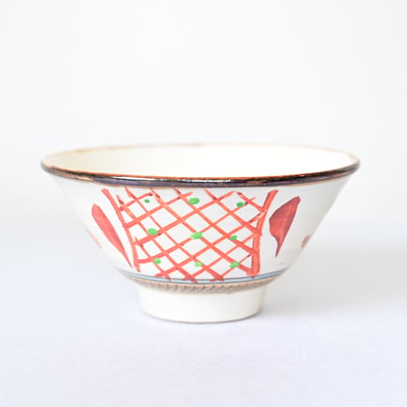【沖縄の器・やちむん・壺屋焼】　國場陶芸　赤絵　５.5寸　マカイ　B