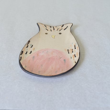 【沖縄の陶器・やちむん】　土の種　ミミズク皿