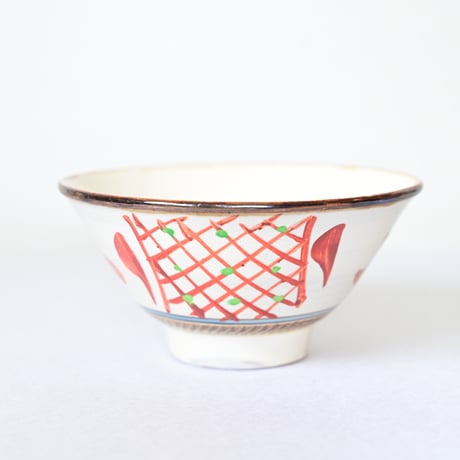 【沖縄の器・やちむん・壺屋焼】　國場陶芸　赤絵　５.5寸　マカイ　B
