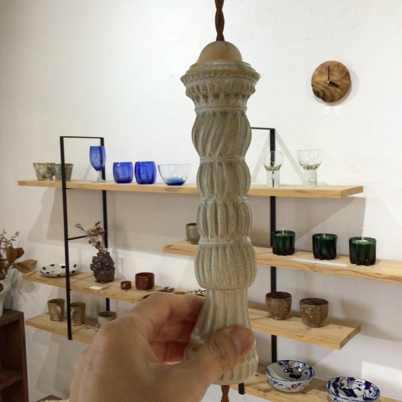 陶器の積み上げランプシェード　陶器 高さ37ｃｍ 陶器の積み上げランプシェード 陶器 高さ37cm